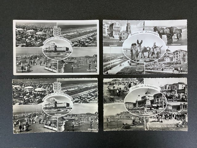 21 ansichtkaarten met thema Scheveningen.