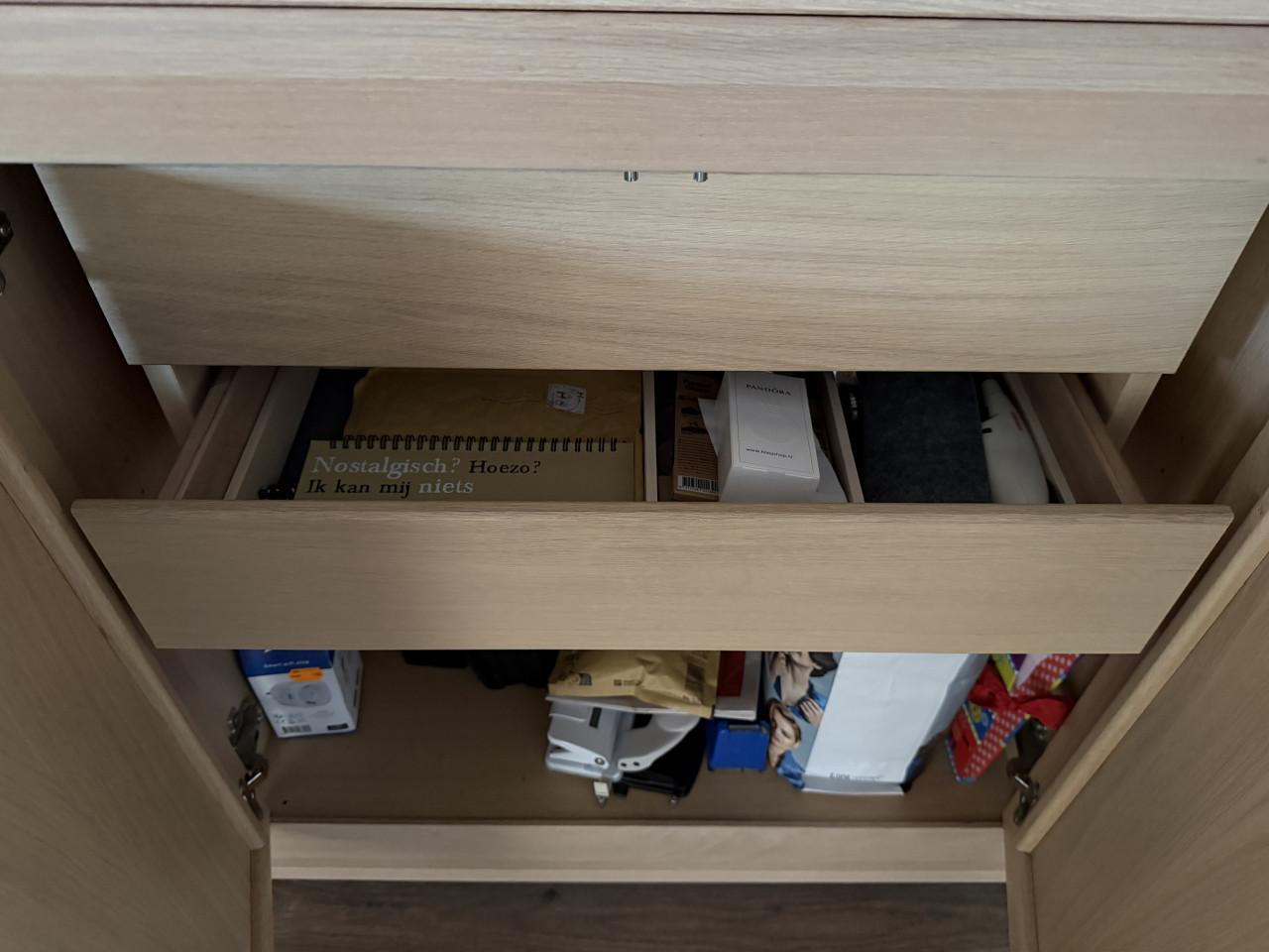 Massief blank/white eiken met grijze natuursteen meubelset