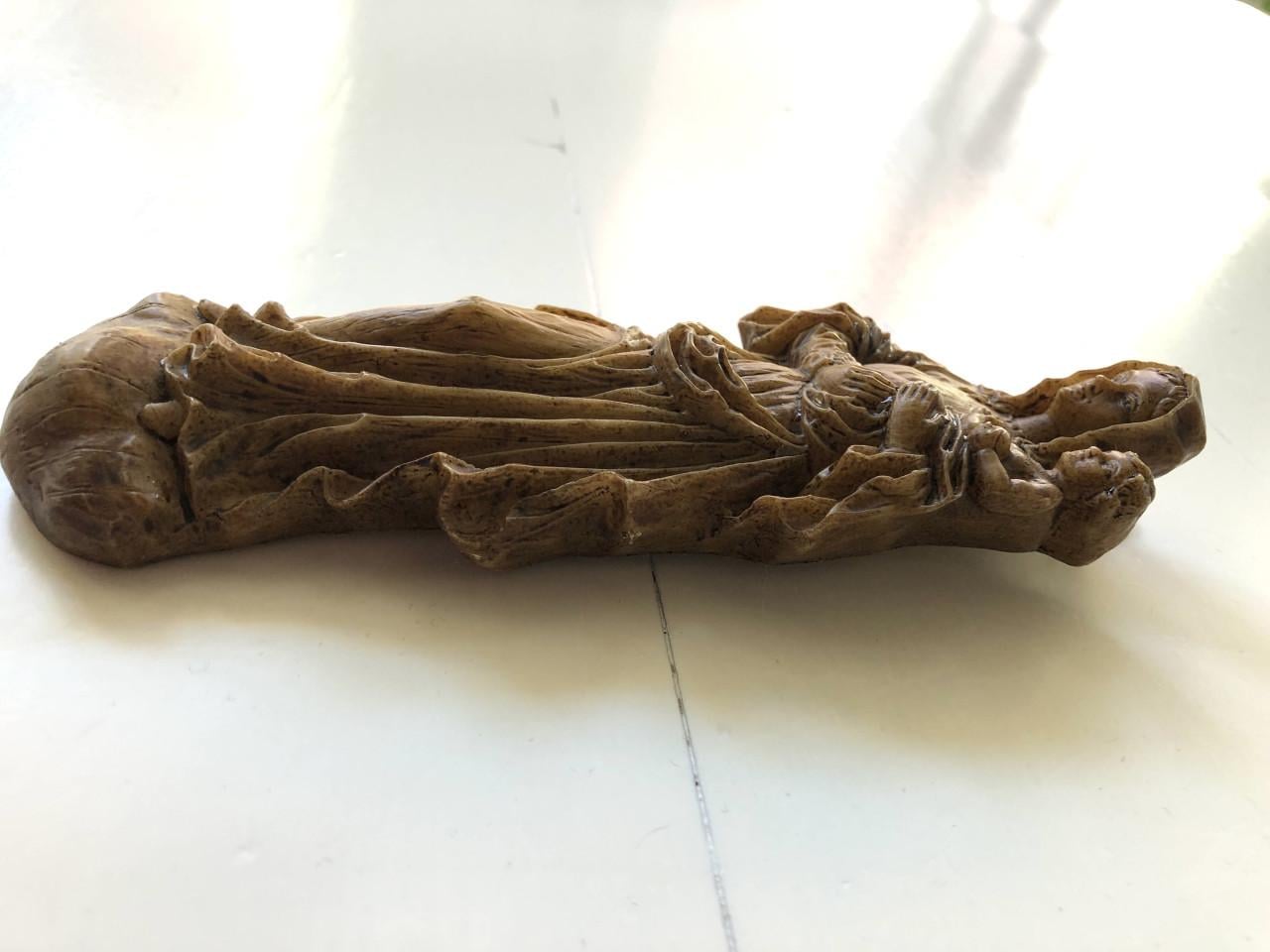 Zeer mooie brocante heilige Maria met kindje Jezus wandhanger