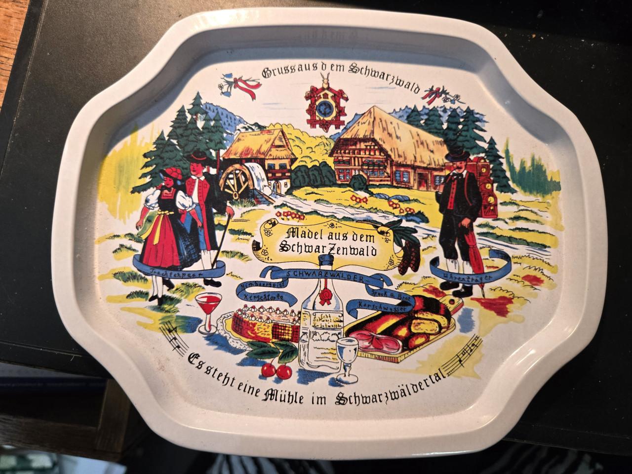 Set van 3 vintage metalen dienbladen, 19.5 x 16 cm