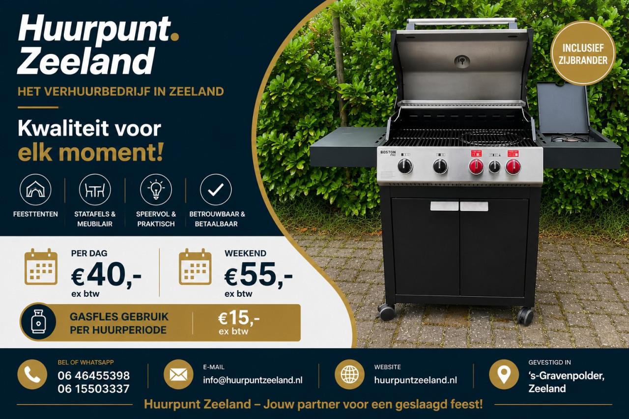 Gasbarbecue te huur - grote 5 pits BBQ barbecueën