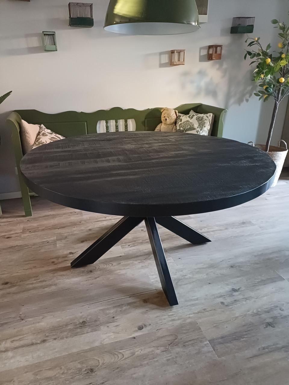 Zwarte ronde eettafel