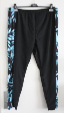 Zwarte sportbroek met blauwe bladeren print maat 4xl