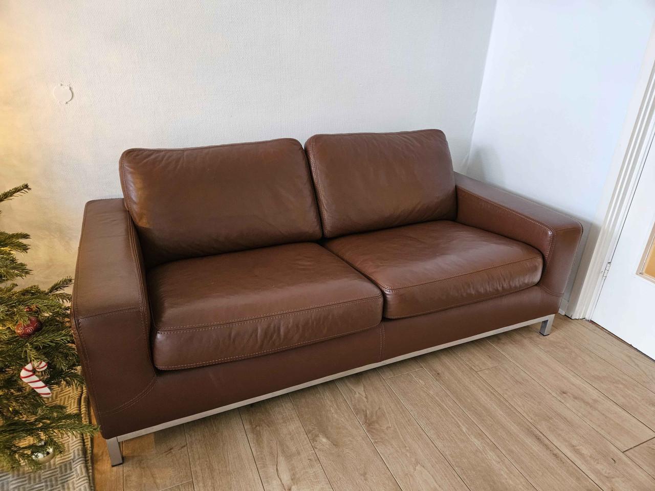 Machalke bruin leren bank