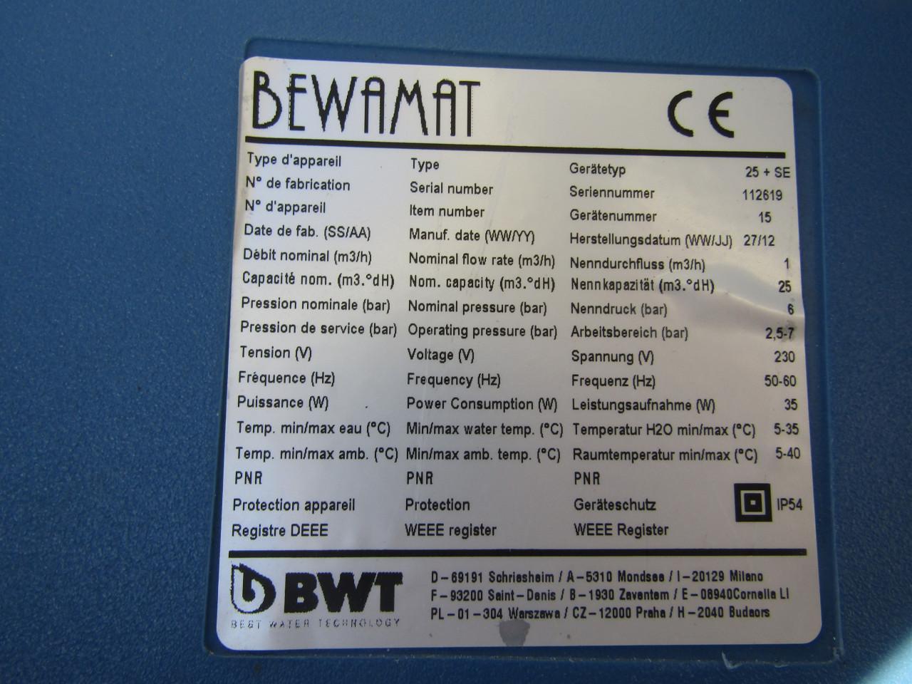 Waterontharder bwt 25 nieuw