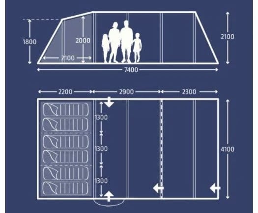 ZGAN 6 persoons tent - Kampa Croyde 6 Air TC