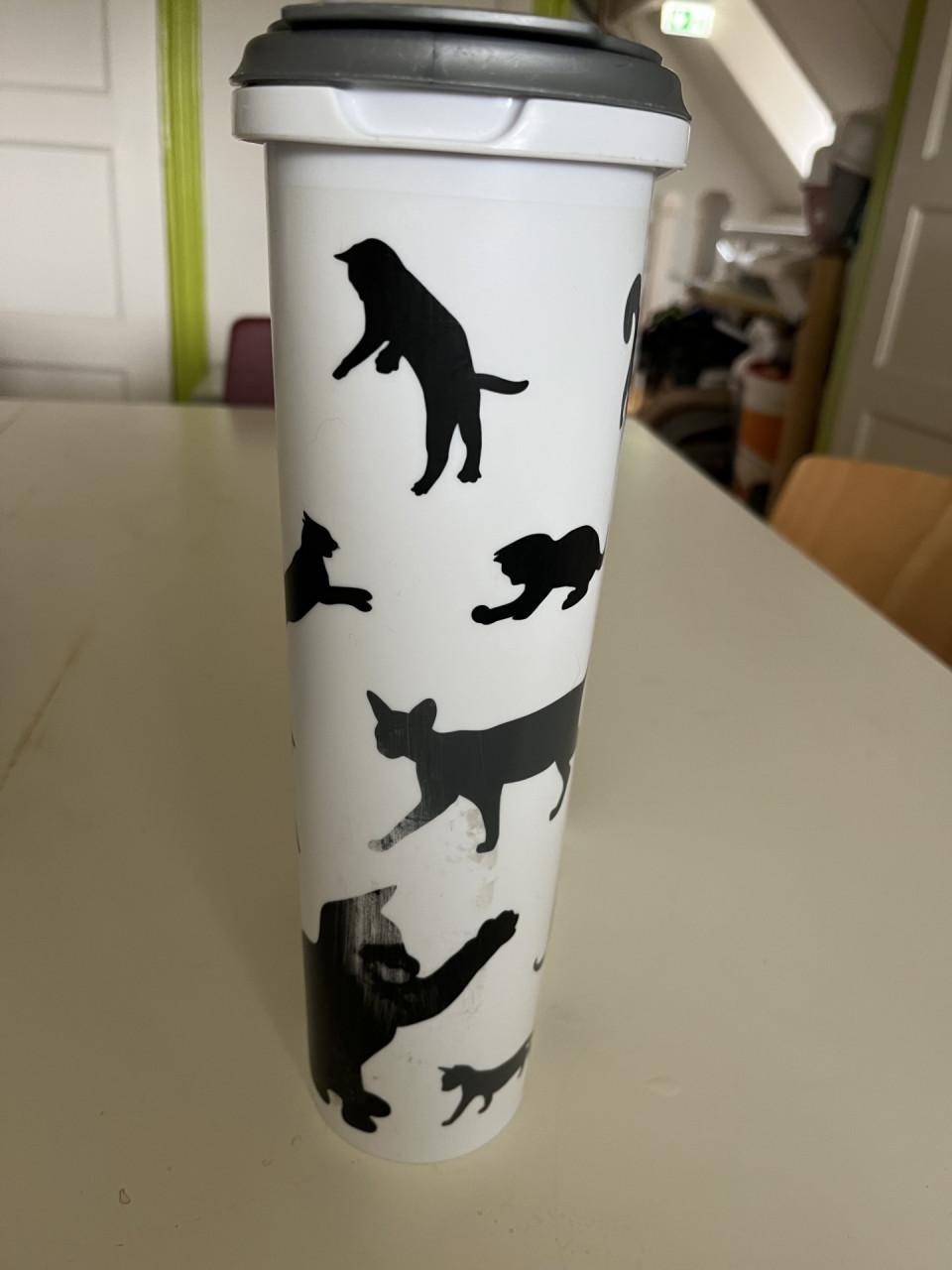 Voercontainer wit met kattenprint