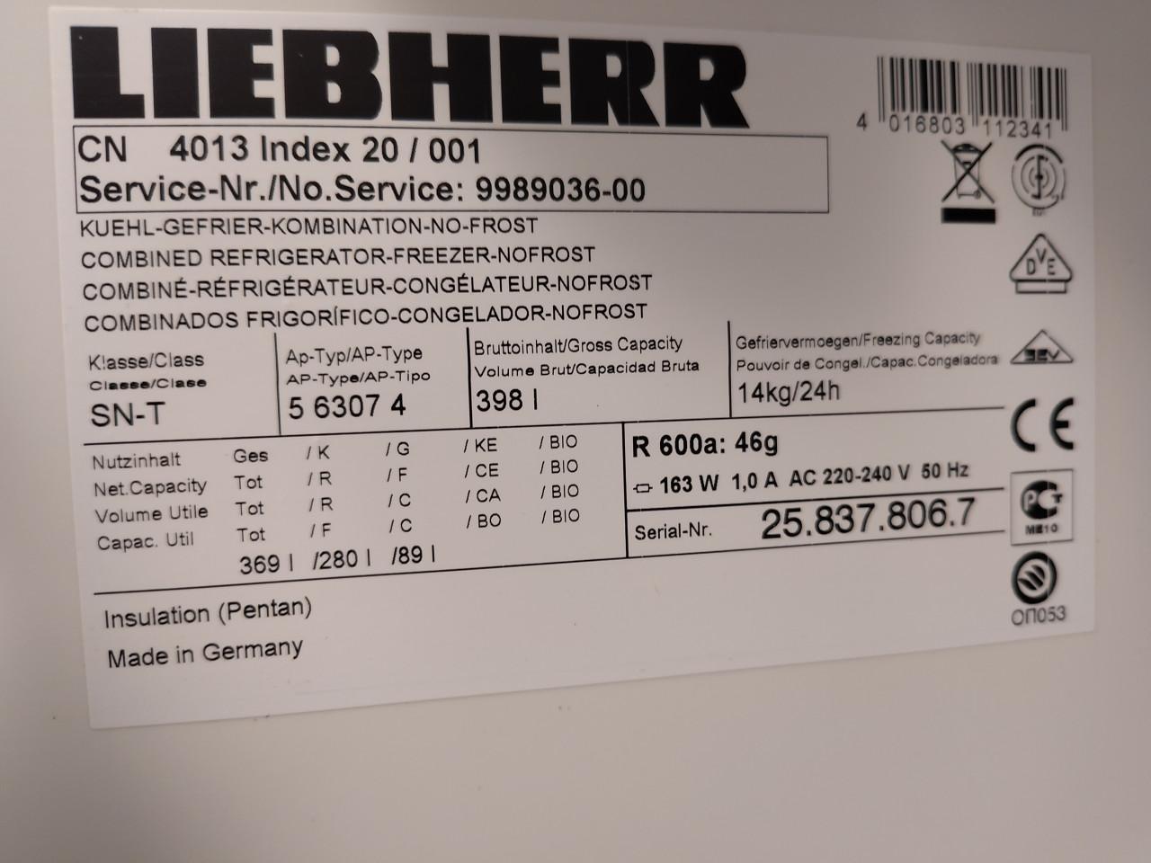 Liebherr koel/Vries combinatie