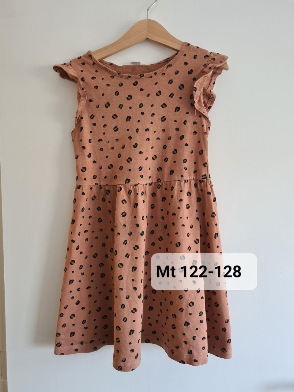 Bruin, zwart tijgerprint jurkje  Maat 122-128