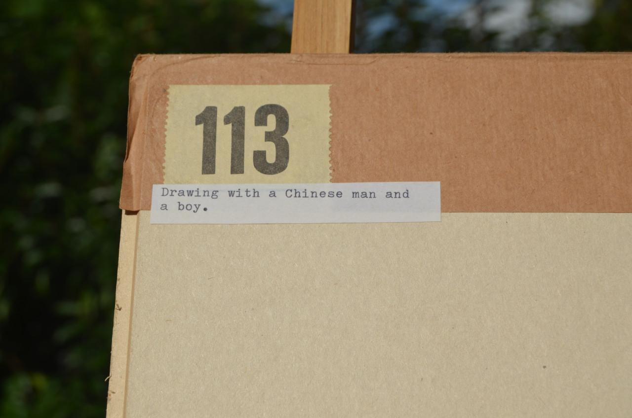 Mooie Chinese (Japanse?) tekening ca. 1900 (6) deels geinkt. 陽微之 七十五才