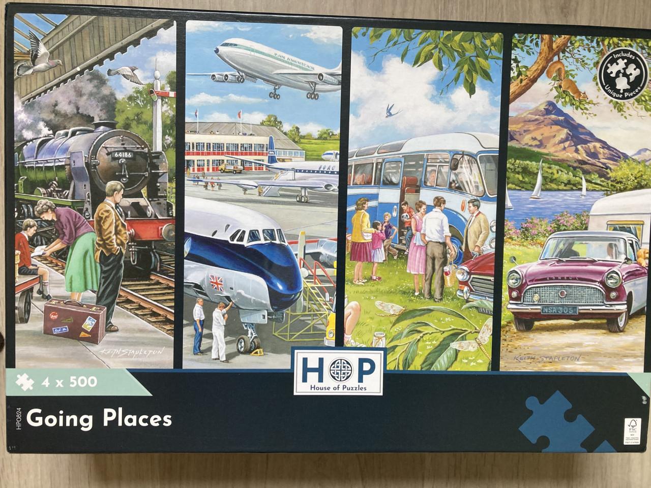 Puzzel 4x 500 stukjes Going places van House of Puzzles