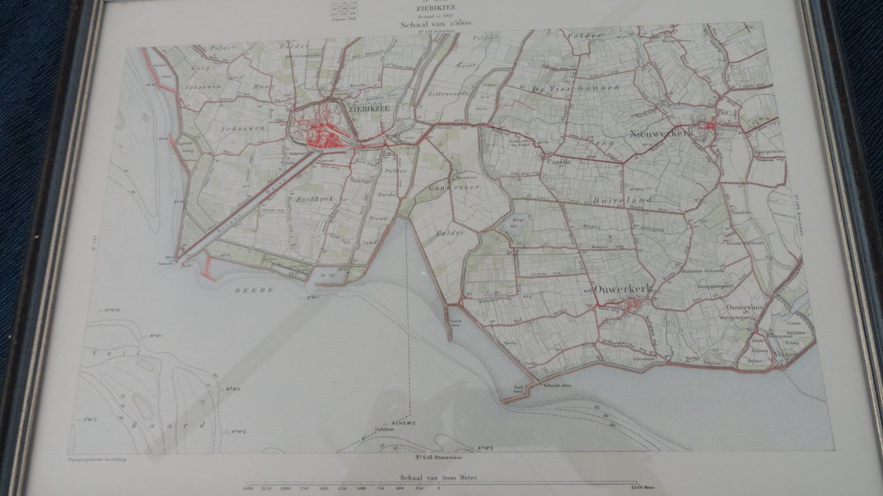 Topografische kaart Zierikzee en omgeving. Situatie ± 1912 - Herdruk 2004.