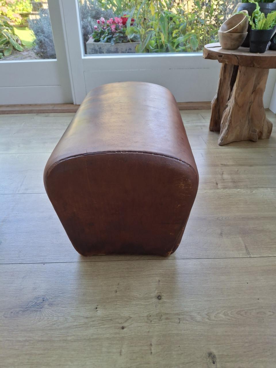 Poef/Voetenbank Leder (oude turnbok)
