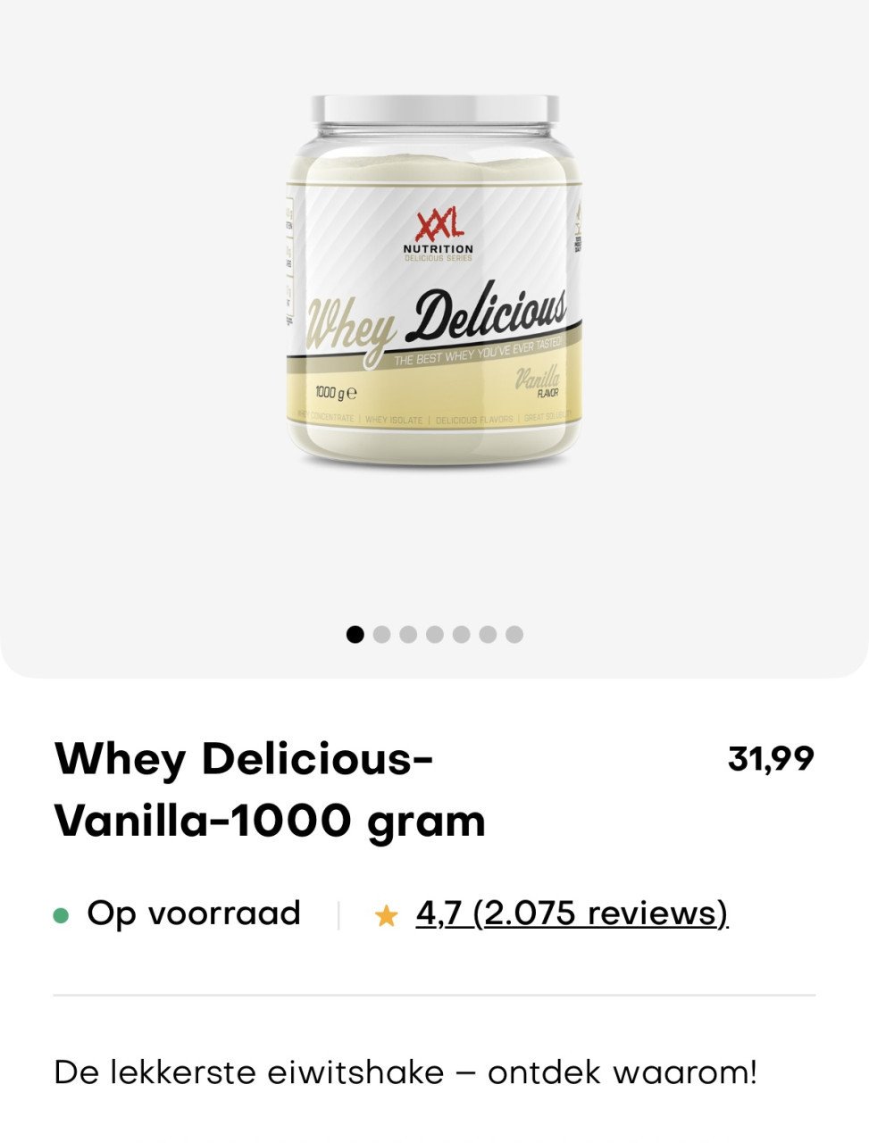 Whey delicious vanille 1000 gram - nieuw!