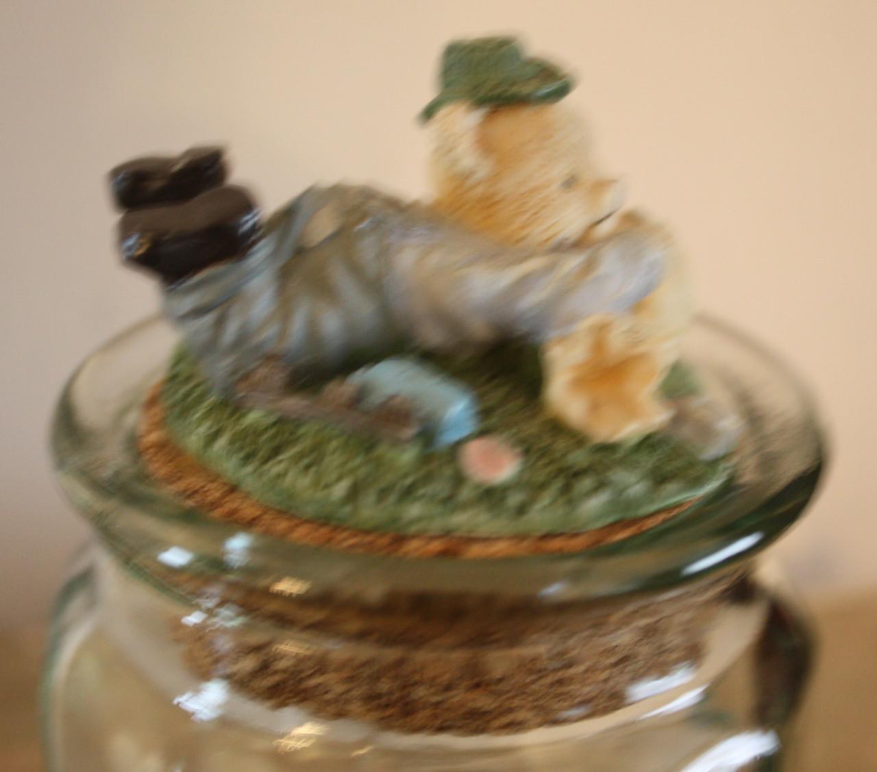 Glazen potje met beer dop