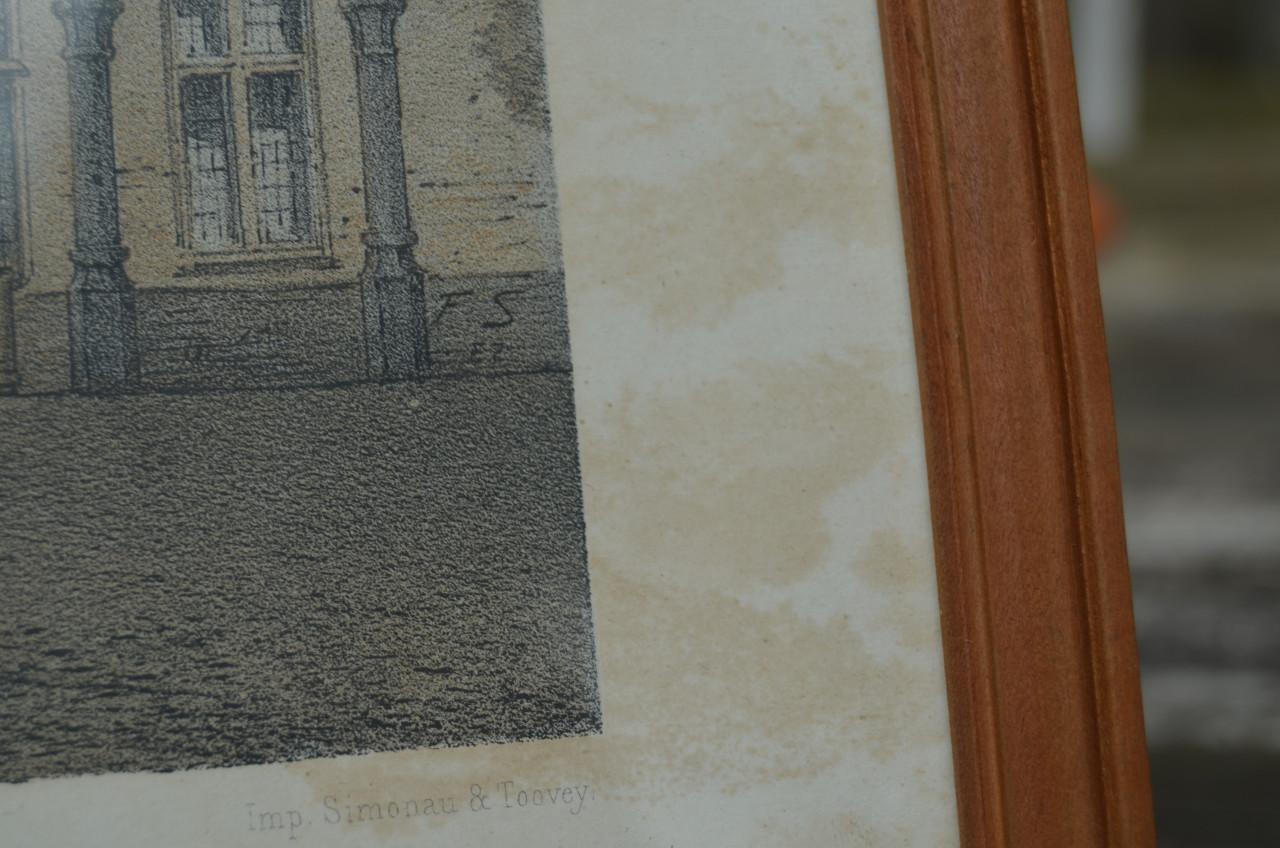 Belgische lithografische prenten van gebouwen (2)