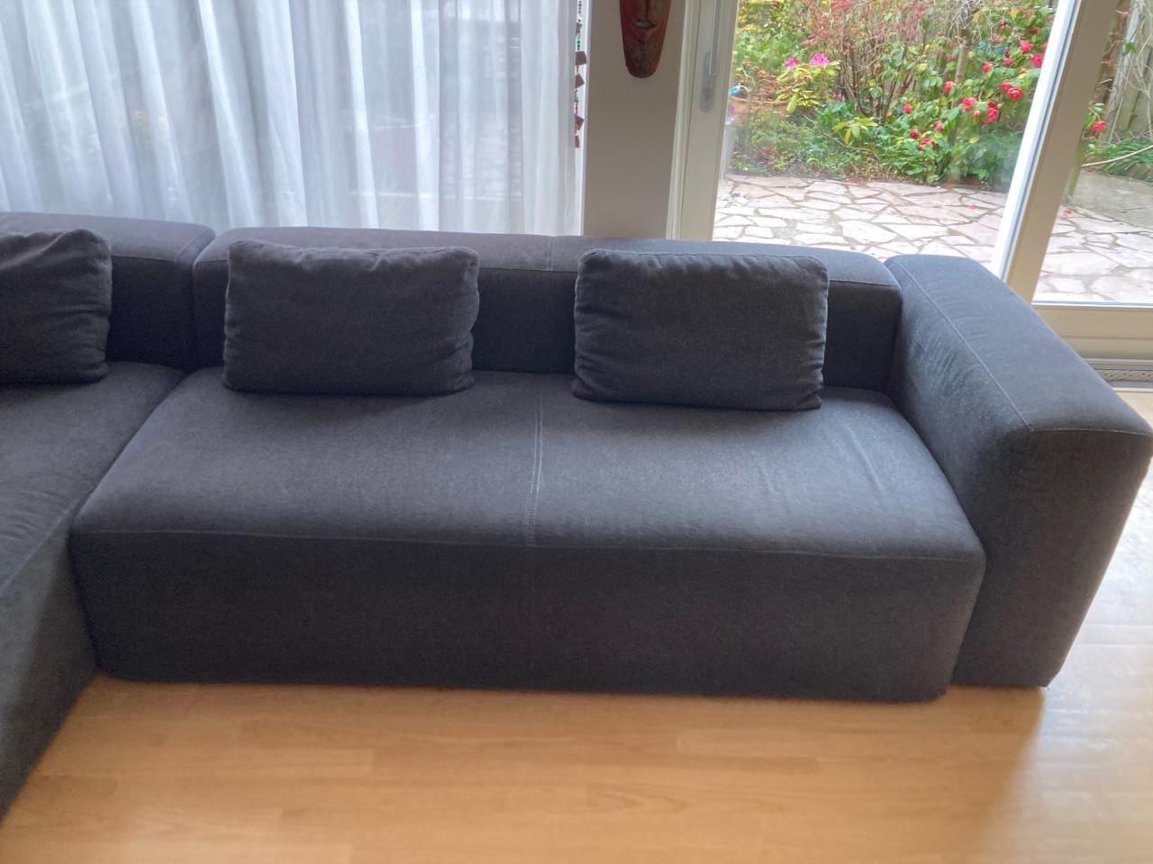 Kave Home 4-zits Loungebank Blok - Donkergrijs Stof