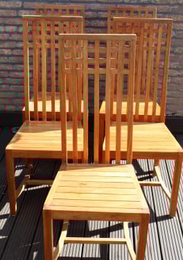 8 teak stoelen