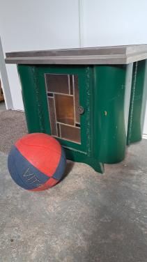 Thee-kastje vintage met glas-in-lood deurtjed