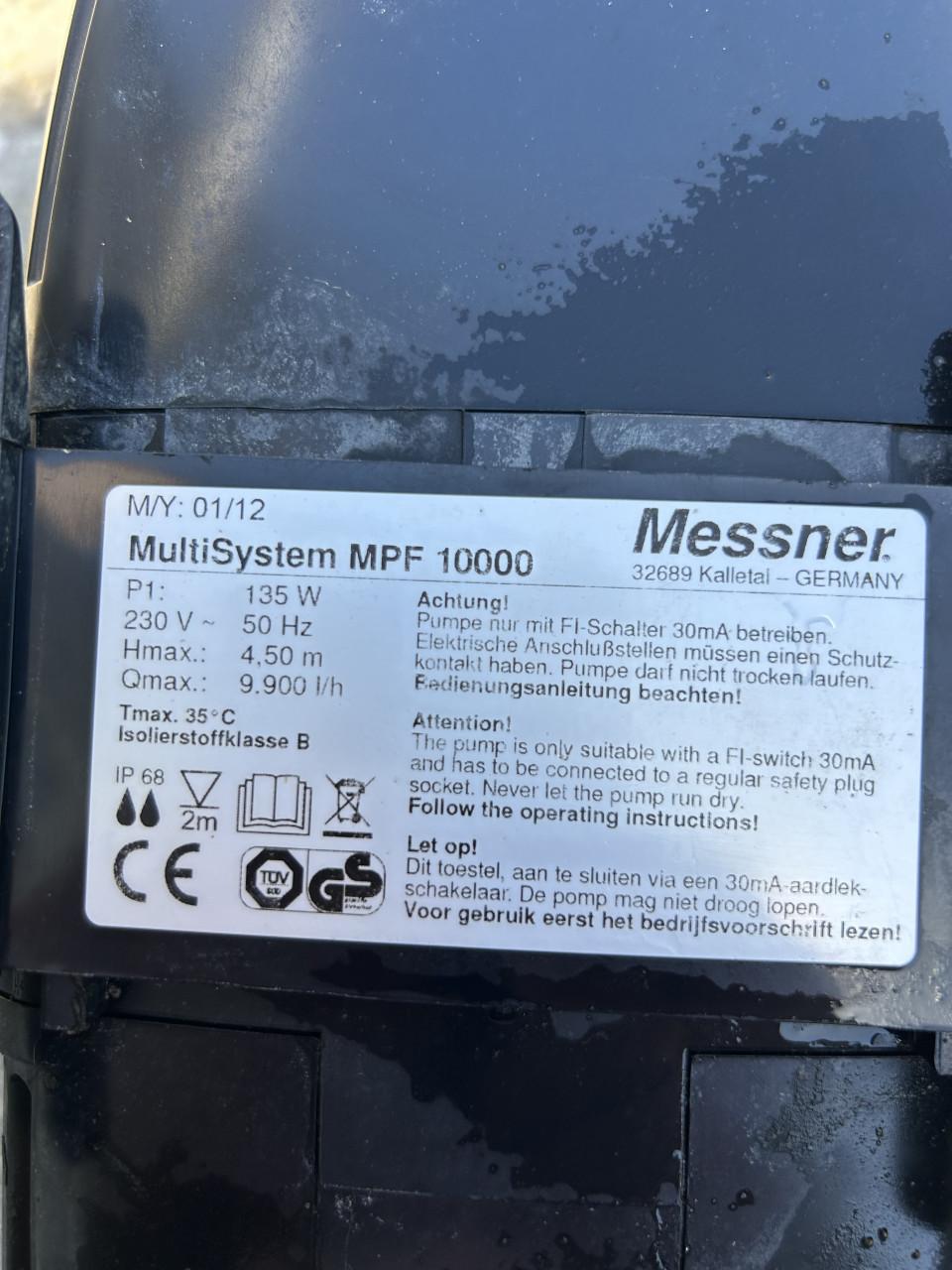 Te koop Messner mpf 10000 sterke en zuinige Vijverpomp