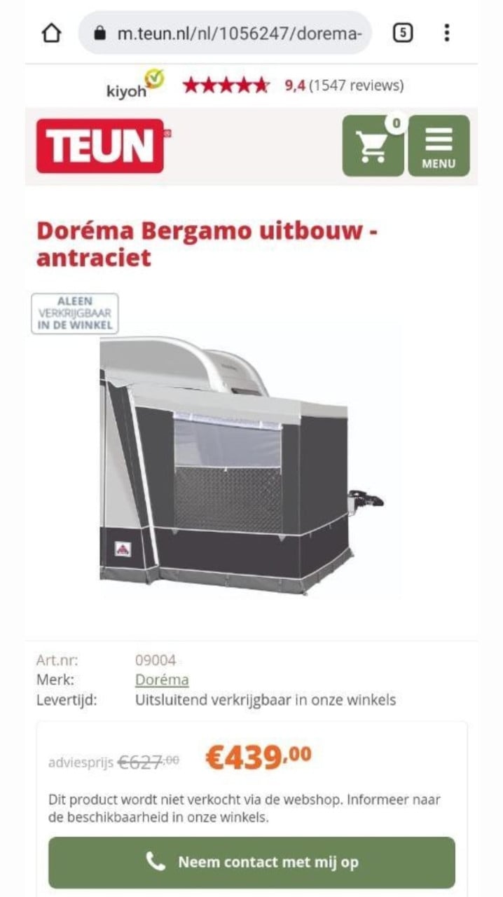 Doréma Bergamo uitbouw en slaapcabine