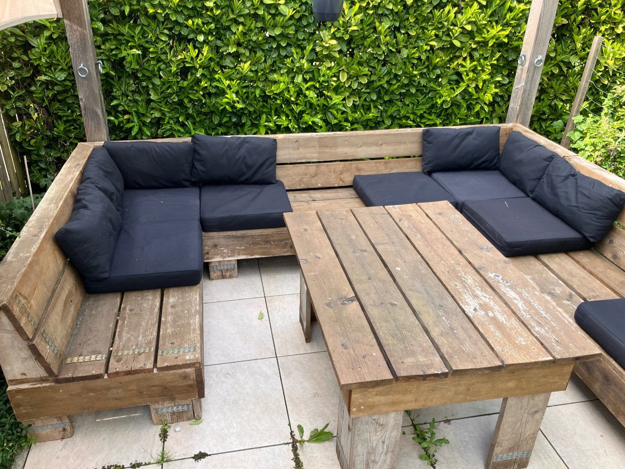Steigerhouten tuinset