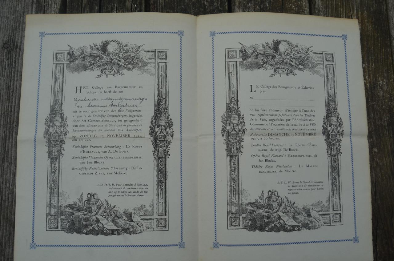 Officiële uitnodigingen Burgemeester Antwerpen 1927