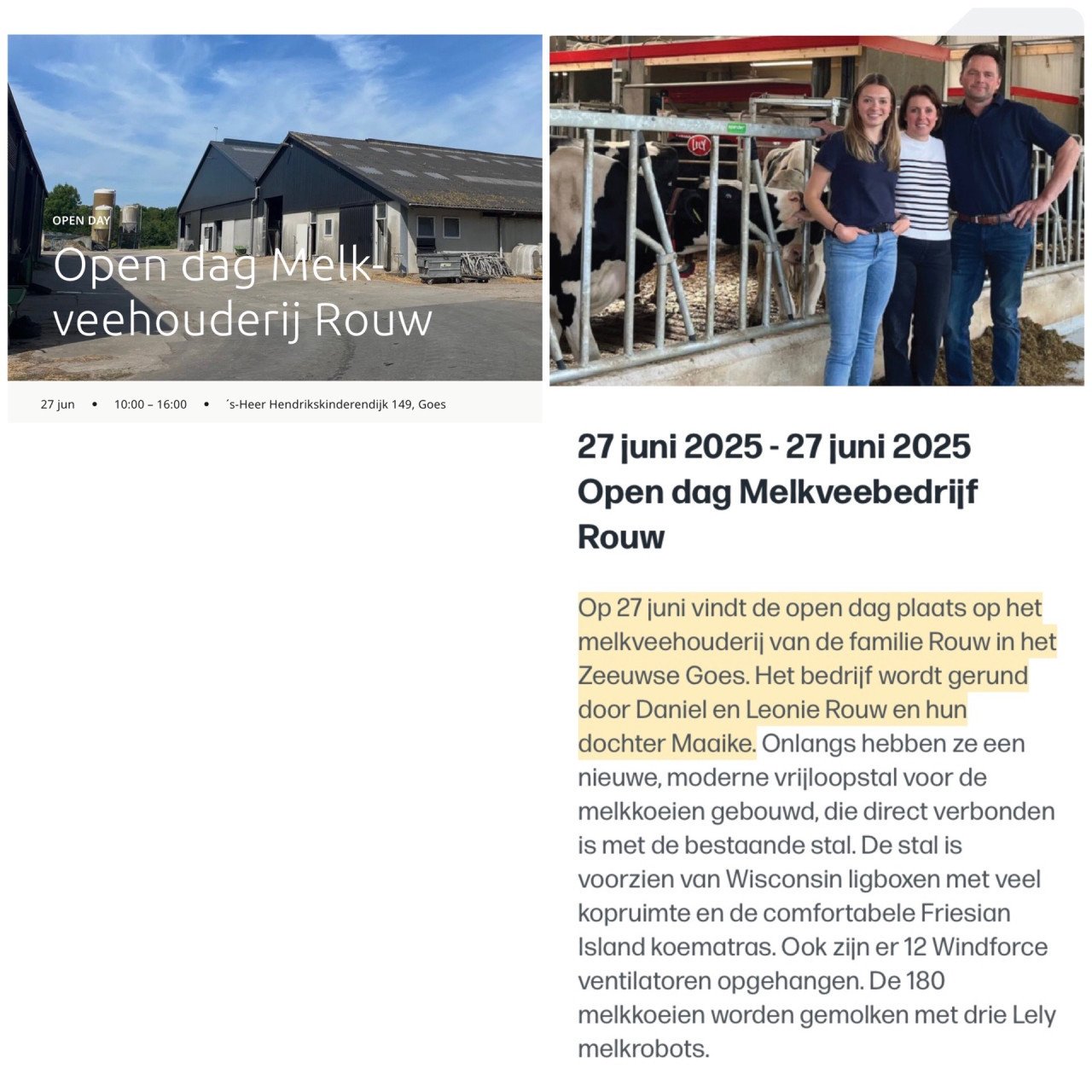 27 juni opendag melkveehouderij