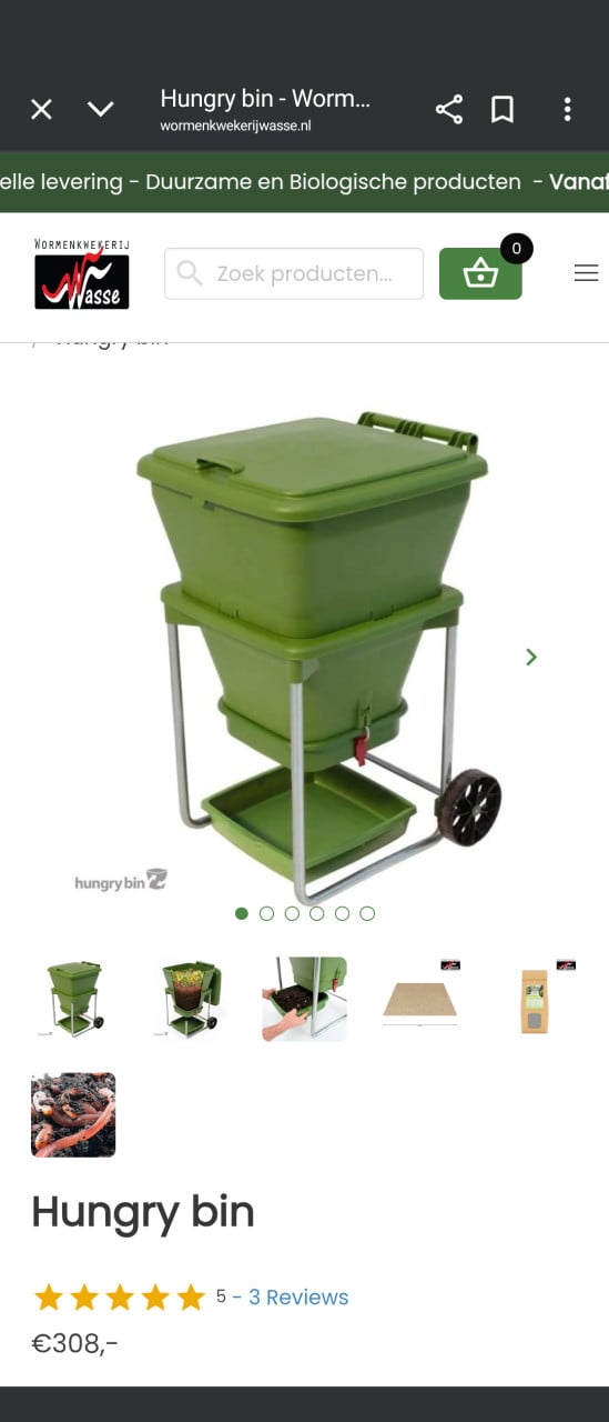 Hungry Bin Wormen compost, 3 st