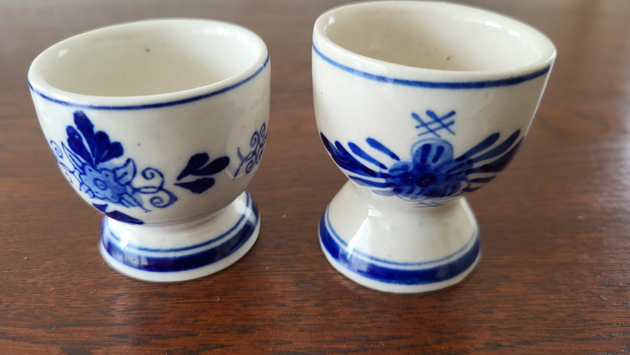 Set vintage eierdopjes Delfts Blauw