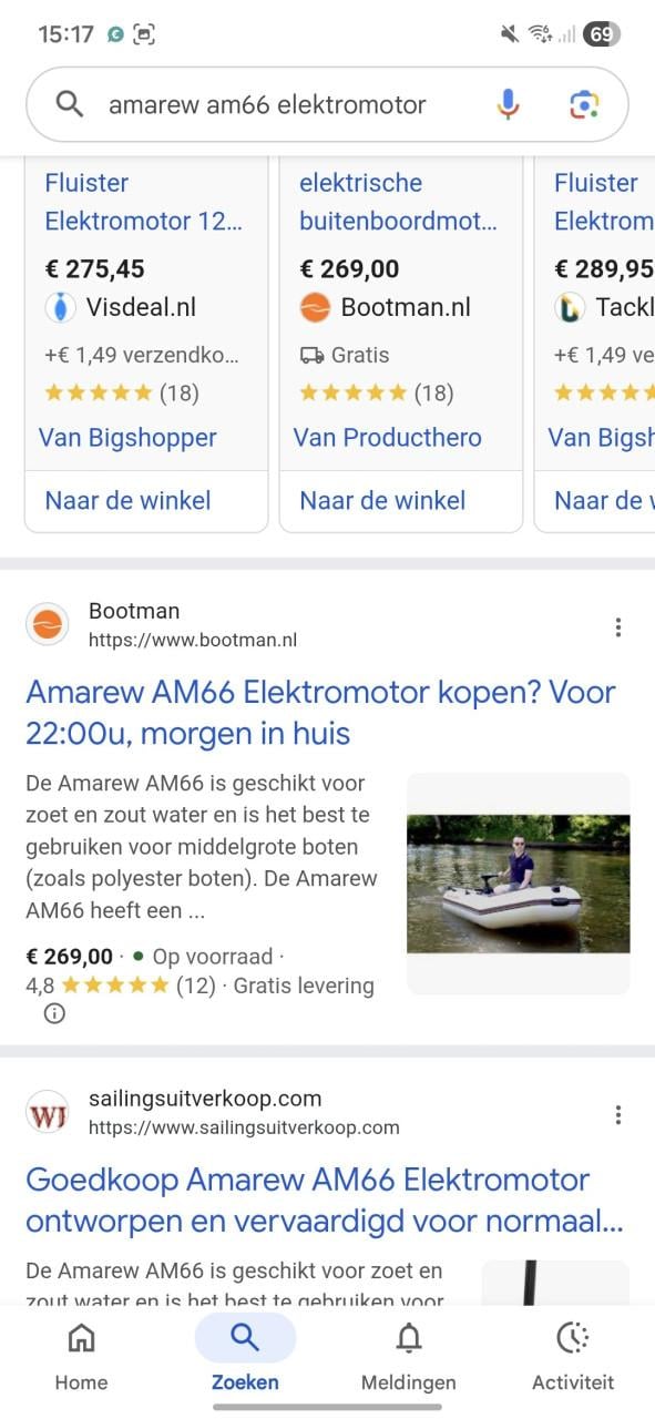 Electrische buitenboordmotor Amarew am66 met gel accu