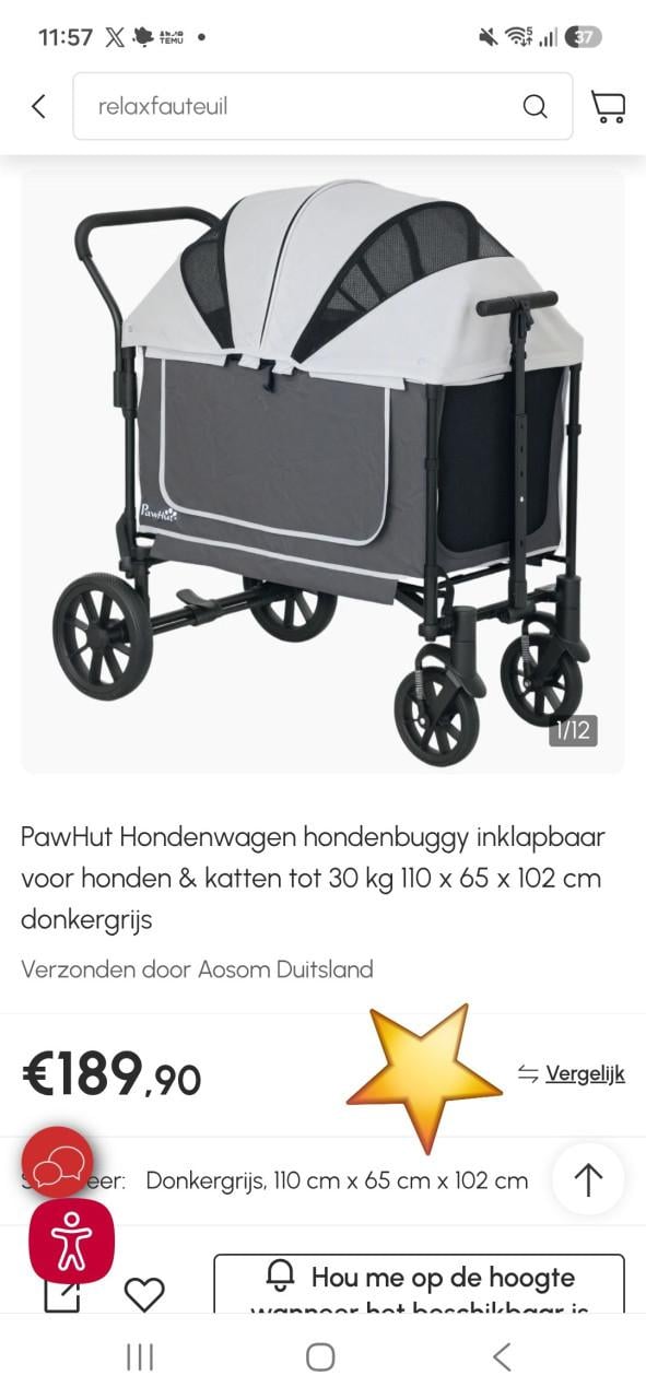 Nieuw‼️Pawhut Hondenbuggy tot 30kg