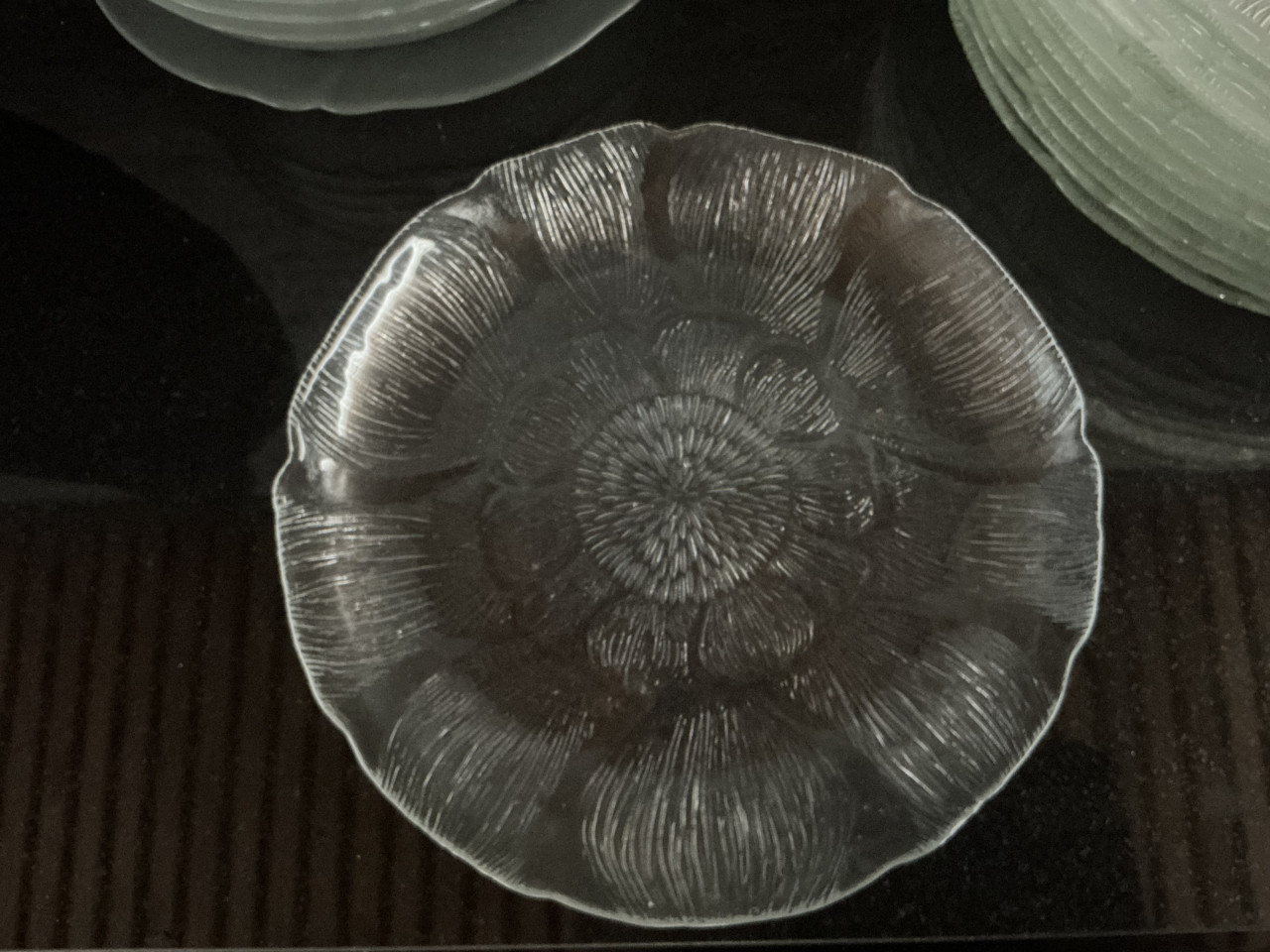 20 glazen borden. Vintage Arcoroc.Fleur.