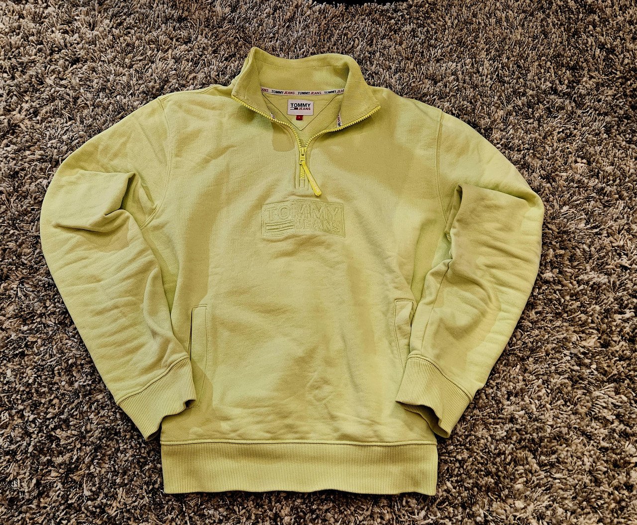 Tommy Jeans lichtgele half zip sweater – maat L