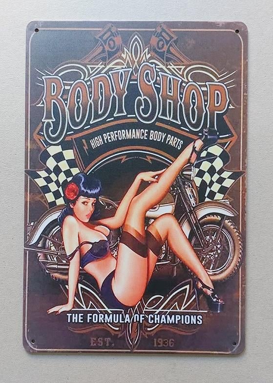 Body Shop/Pin Up Metalen Decoratiebord