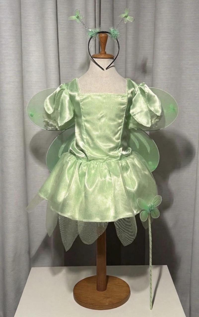 Nieuw 104-110-116 Tinkerbel Elfje Jurk Vleugels Staf Diadeem