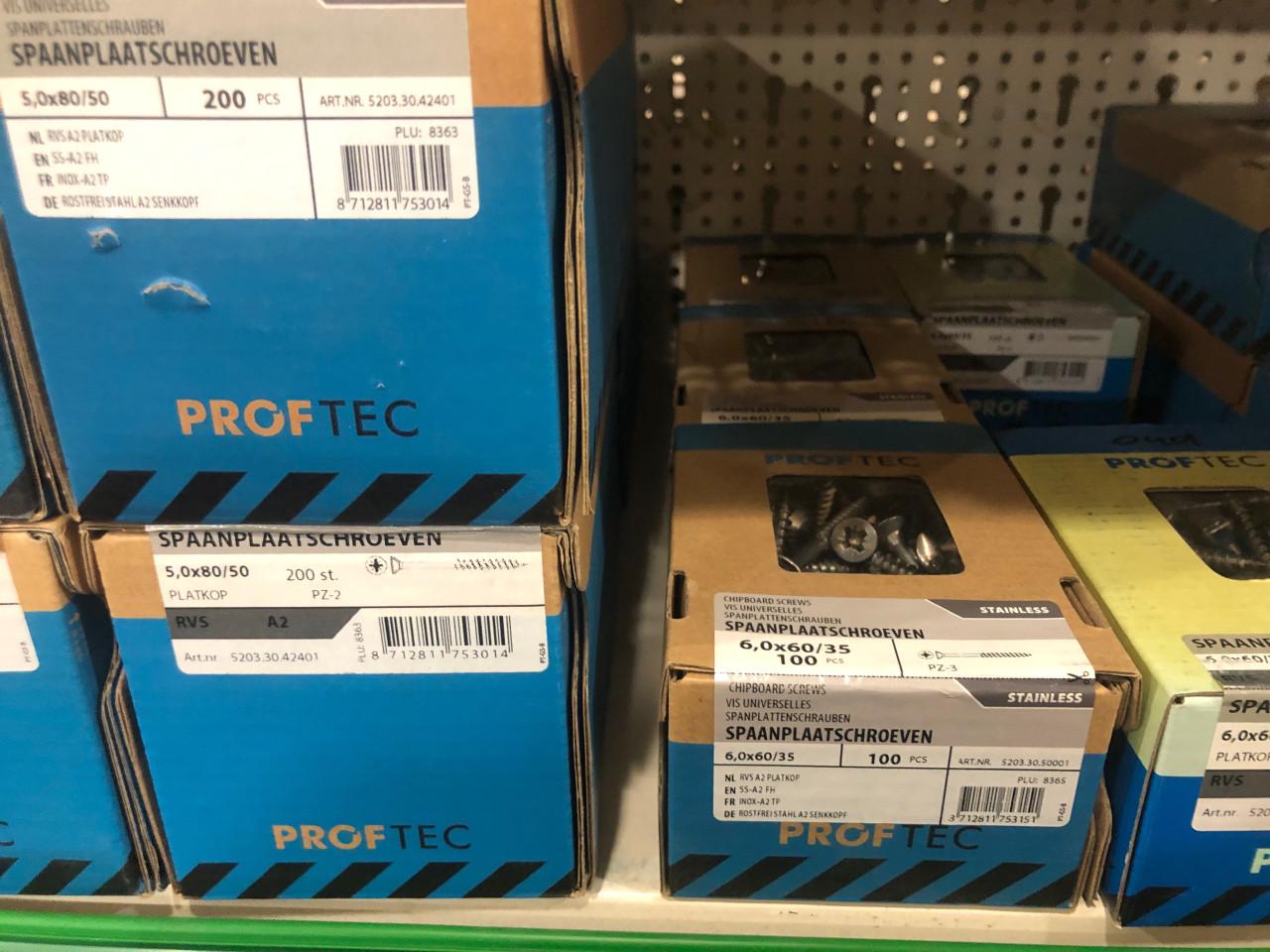 Proftec rvs spaanplaatschroeven pz drive 50 % korting
