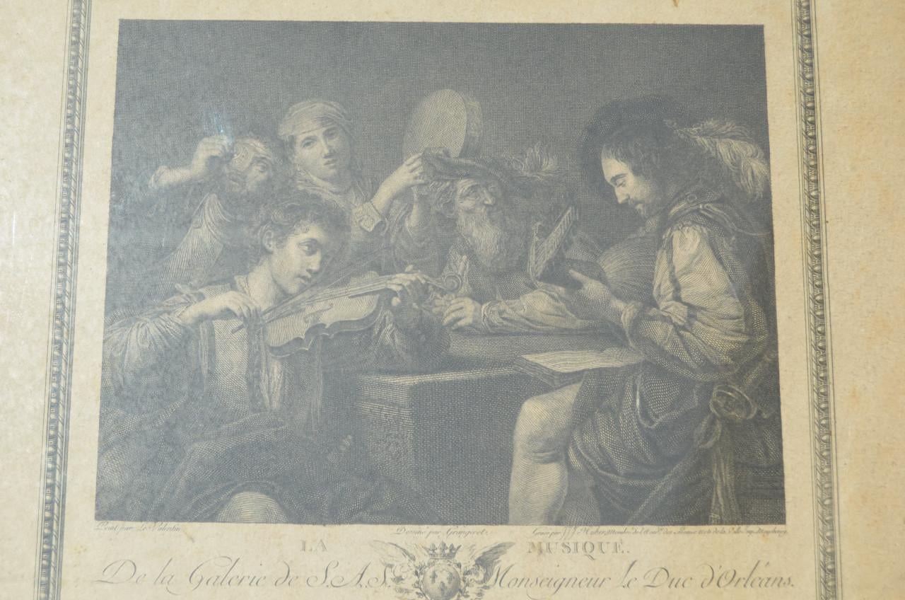 Franse gravure 'La Musique' coll. le Duc d'Orleans 1786