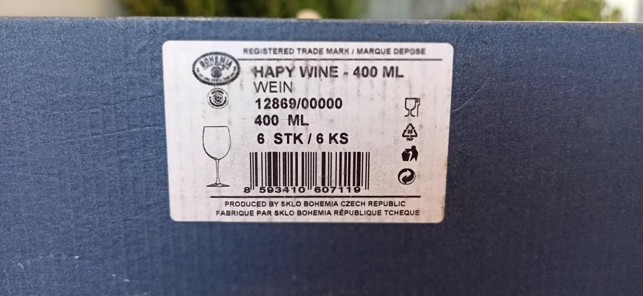 Happy Wine 2 * 6 glazen Bohemia Kristal (6 x rood + 6 x Bourgogne) - Nieuw