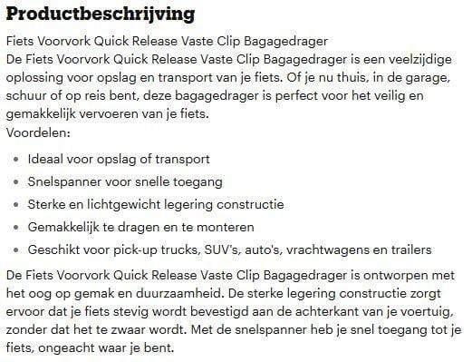 Fietsvoorvork Quick Release 2 stuks