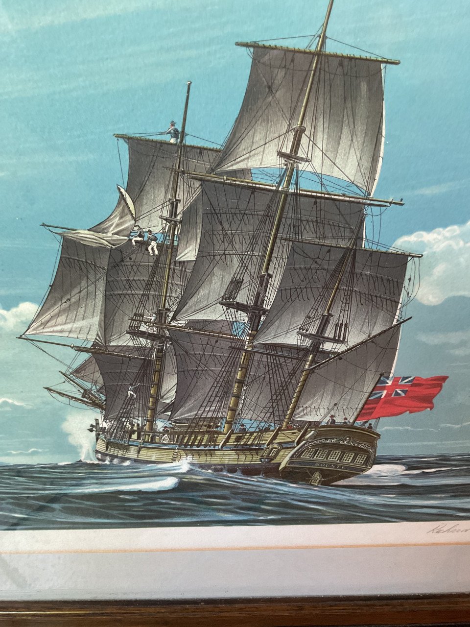 Litho zeilschip ( Richard Linton ) gesigneerd .