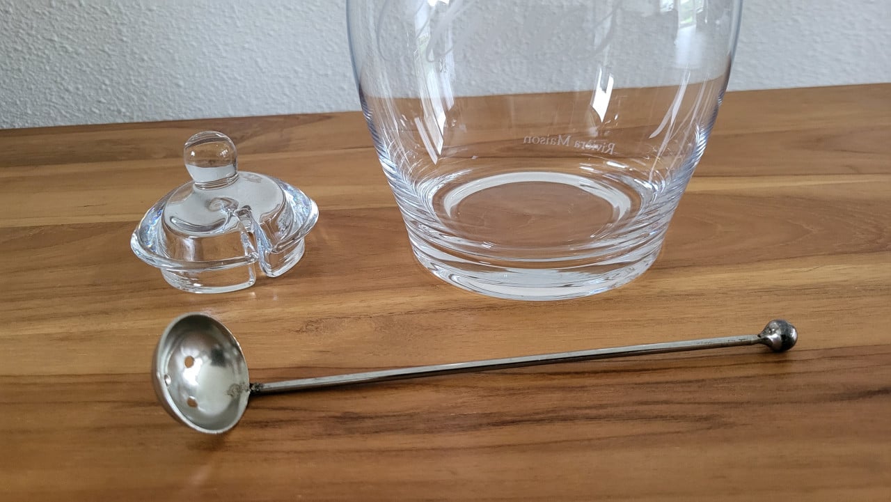 Riviera Maison glazen pot voor olijven 'Olives', h 19 cm