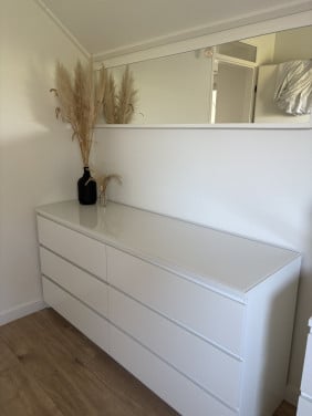 IKEA MALM ladekast wit 6 lades met glasplaat 160x78 cm