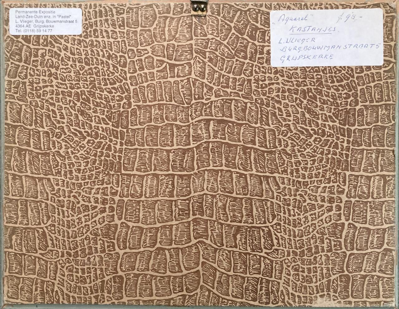Aquarel met kastanjes en bolster van L. Vlieger