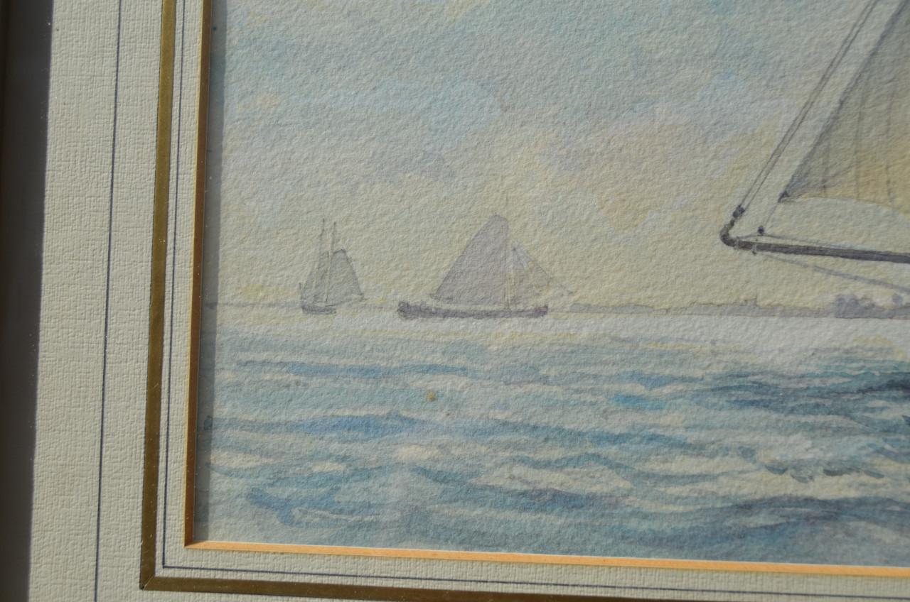 Aquarel G. van Steenbergen 'Poon op het Holl. Diep' 1988 gesigneerd.