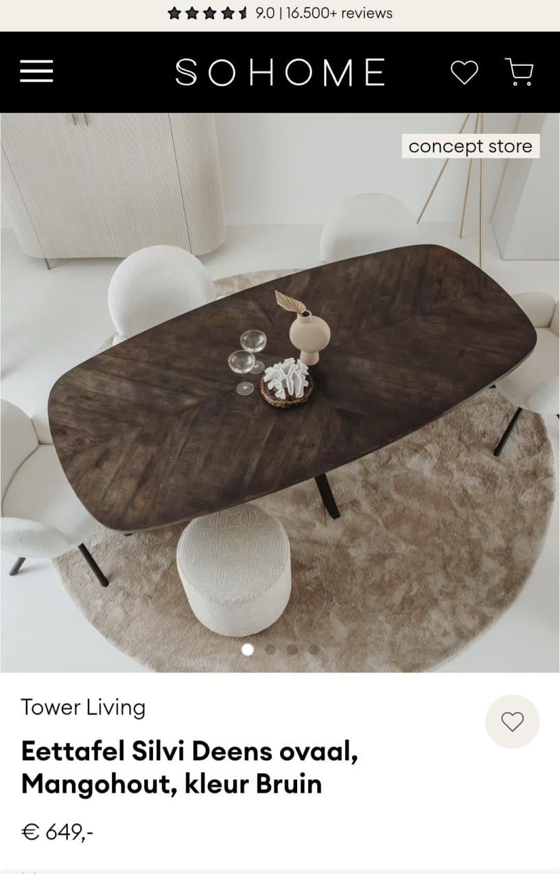 Eettafel, ovaal met visgraat blad