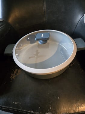 MasterPRO Kookpan 28 x 8 cm met deksel van glas en silionen
