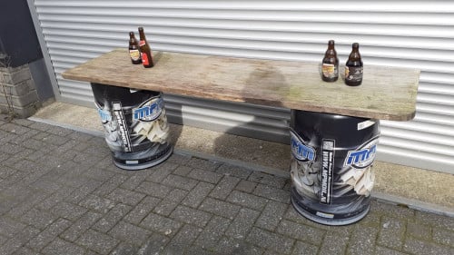 Tuintafel 1x2m TAFEL eiken-blad met 2x Olievat