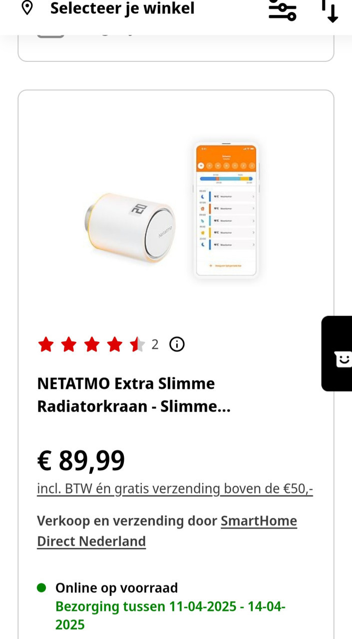 Netatmo Slimme Thermostaat inclusief 2 radiatorknoppen