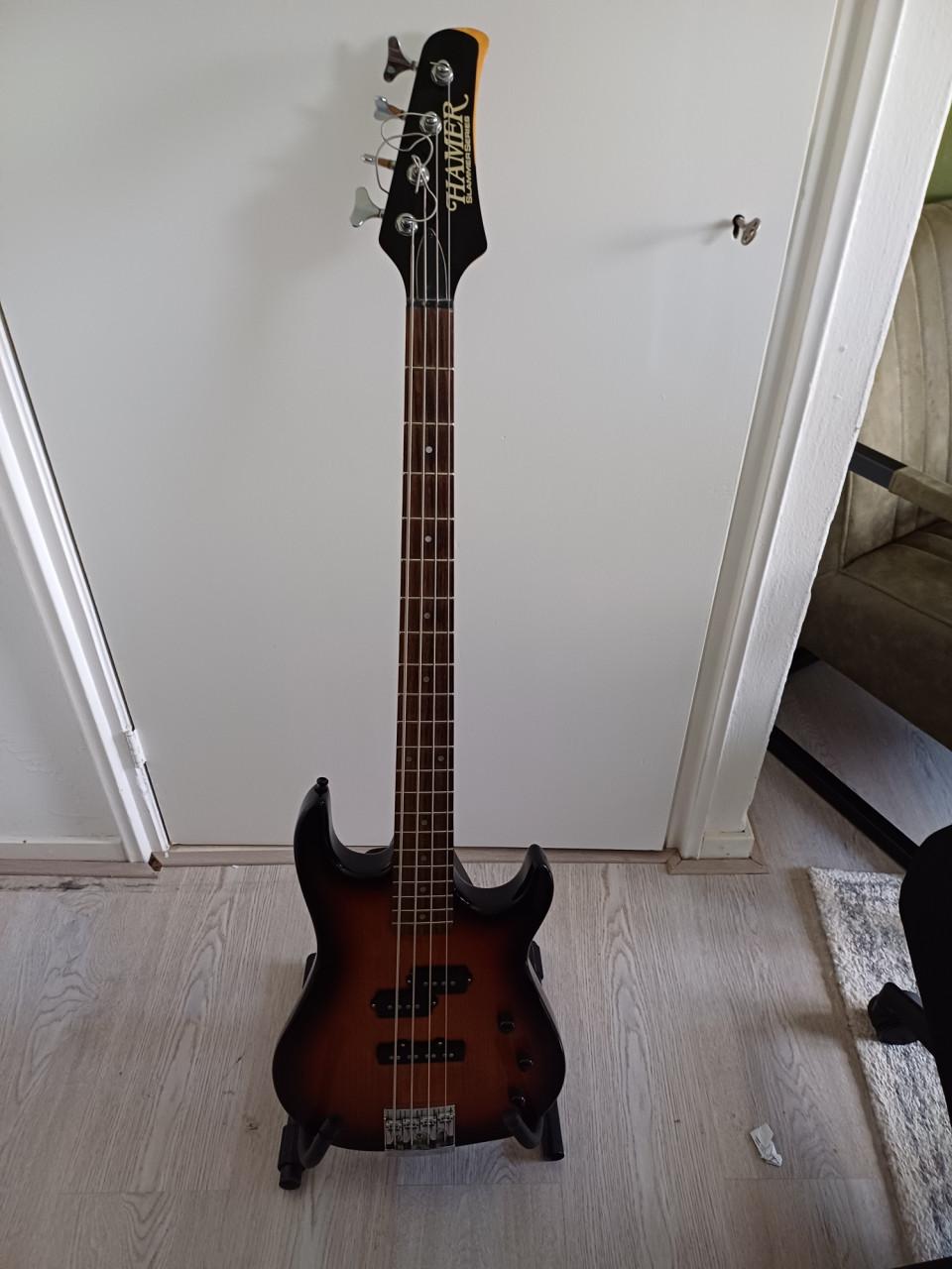 Basgitaar met hoes € 200,-